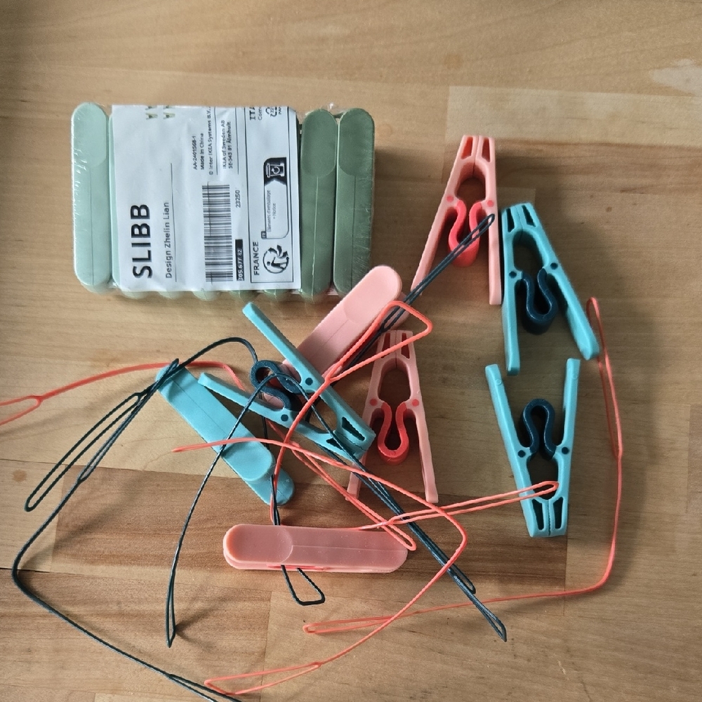 IKEA Slibb Kids Clothespin Set - Coral, Teal, Mint